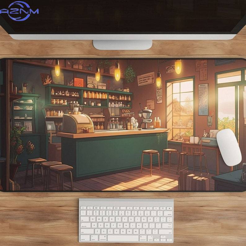 Gaming Accessories Shop - Kawaii Anime Bureaumat Koffieshop Art XL