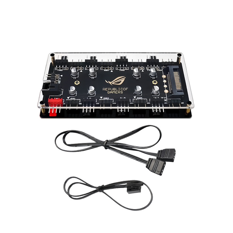 Rgb Hub Sync - 8-poorts ARGB PWM ventilatorhub, 5V 3-pins